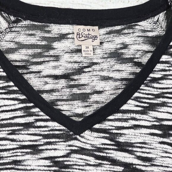 Como Vintage Black White Knit Pullover Sweater 3X - Picture 3 of 8